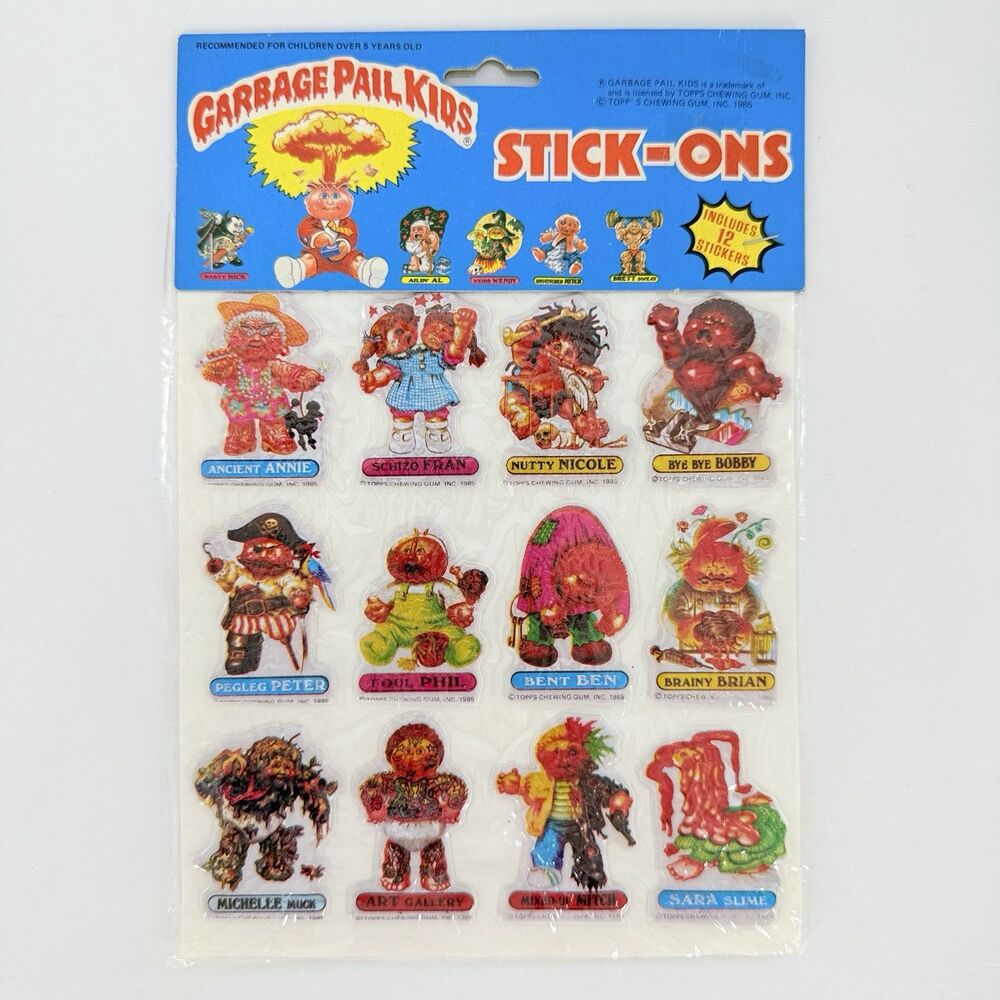 1986 Garbage Pail Kids Stick Ons 12 Original in Sealed Package Stickers